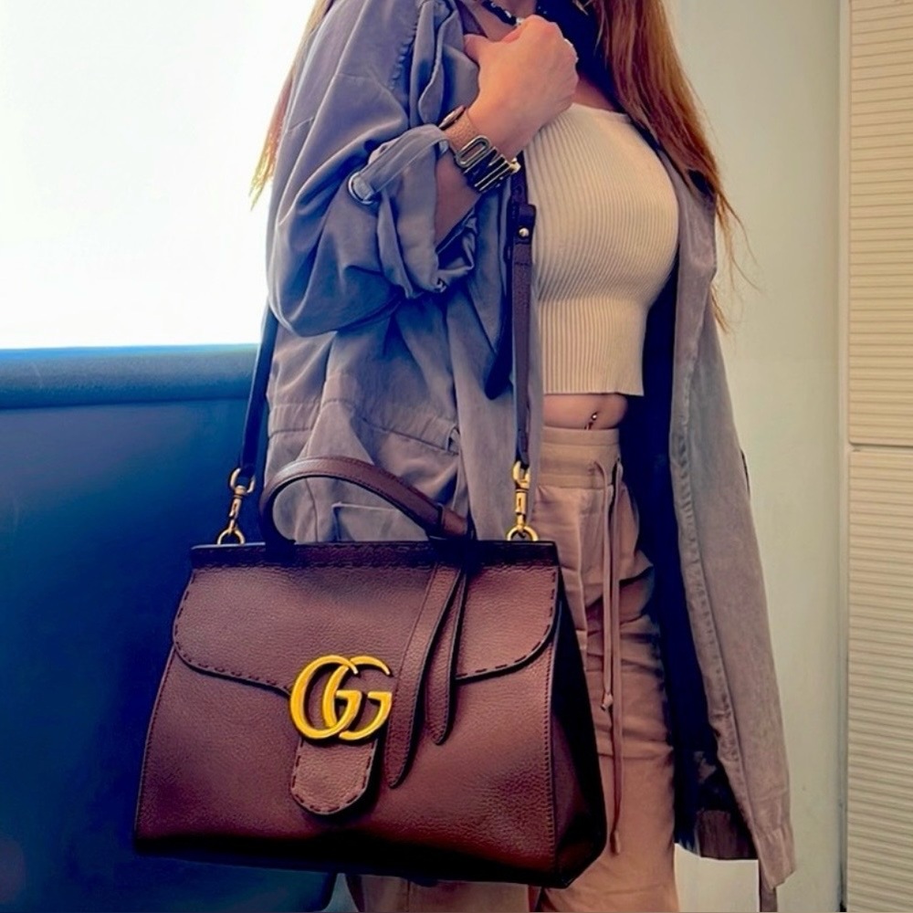 Gucci Marmont two way bag in brown leather 💯 Authentic - Picture 2 of 2